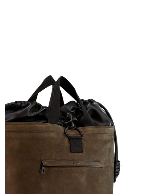 Loewe Brown Squad Drawstring Leather Backpack for men