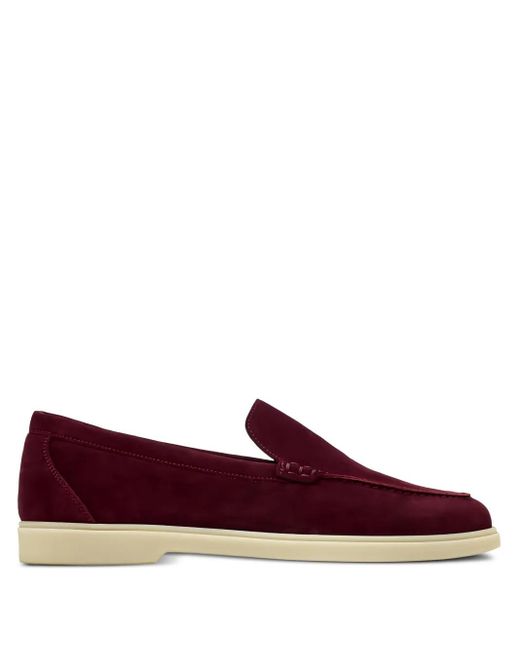 Magnanni Shoes Red Suede Leather Loafers