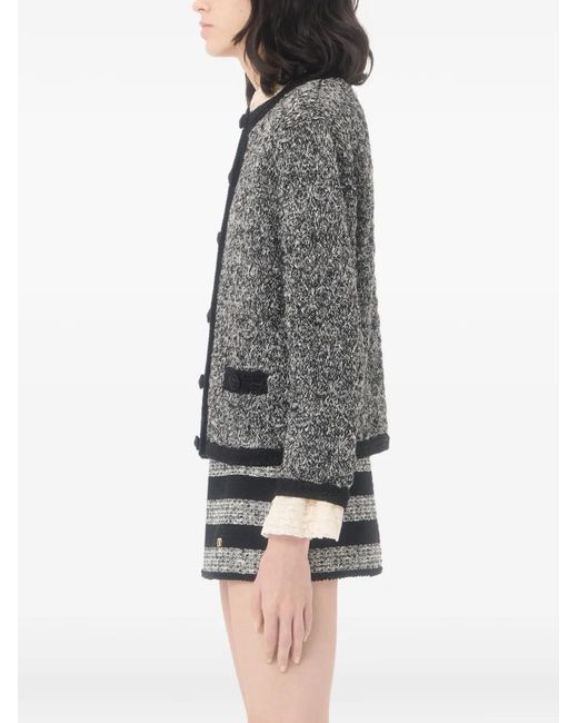Valentino Garavani Gray Linen And Lurex Knitted Jacket