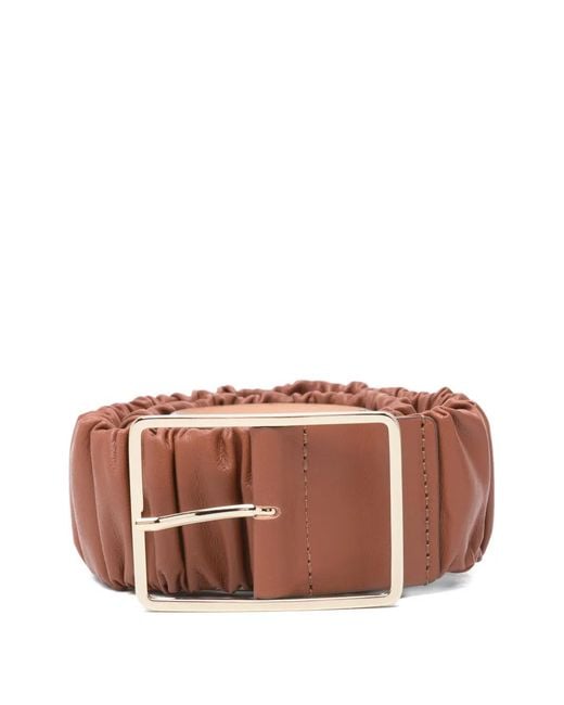 Agl Attilio Giusti Leombruni Brown Mabel Ruched Leather Belt