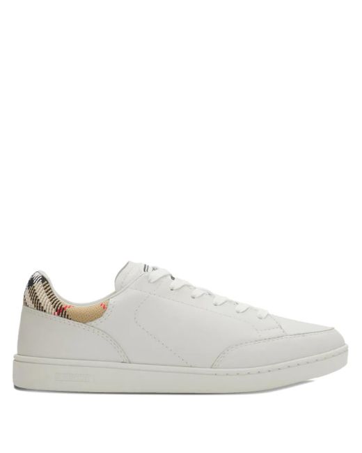 Burberry White Set Aus Sneakers Mit Karierten Bündchen