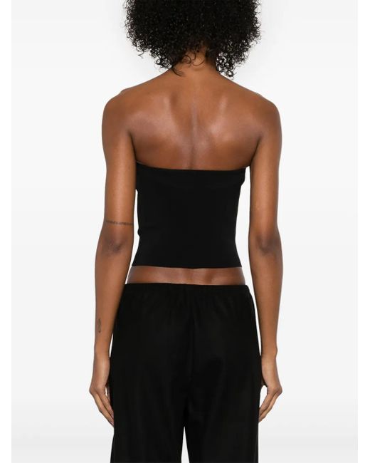 Matteau Black Strapless Knit Crop Top