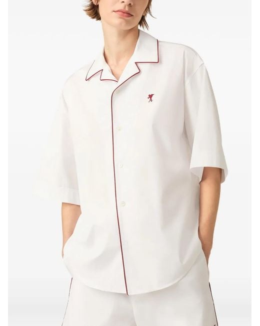 AMI White Cotton Short Sleeves Arrow Shirt