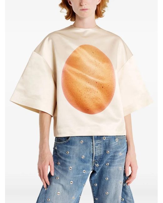 A.W.A.K.E. MODE White Egg-Print Blouse