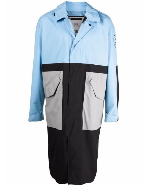 Woolrich Blue Panelled Delaware Coat for men