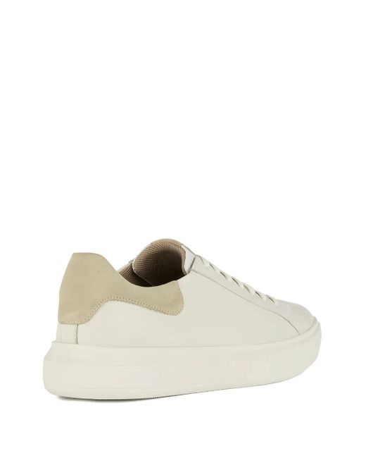Geox White Deiven Leather Panelled Sneakers for men
