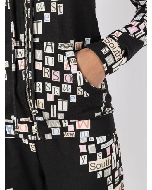 Amir Slama Black Text-Print Zip-Up Hoodie