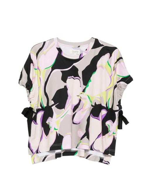 Psophia White Floral-Print Tie-Side Cotton T-Shirt