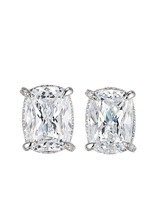 Anabela Chan 18kt White Gold Cushion Wing Diamond Earrings