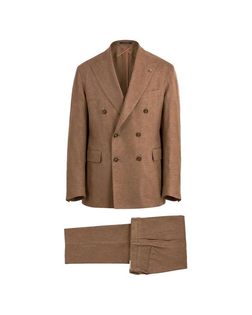 Tagliatore Brown Double-Breasted Suit for men