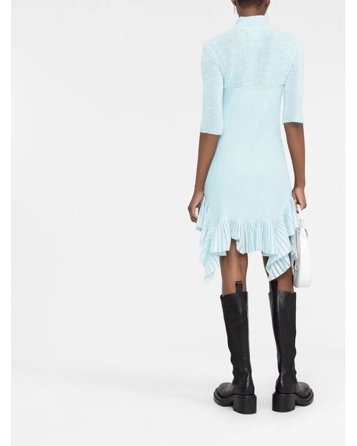 Givenchy Blue Flounced Plissé Mini Dress