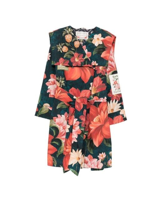 Barbour White X Farm Rio Gardenia Floral-Print Belted Coat