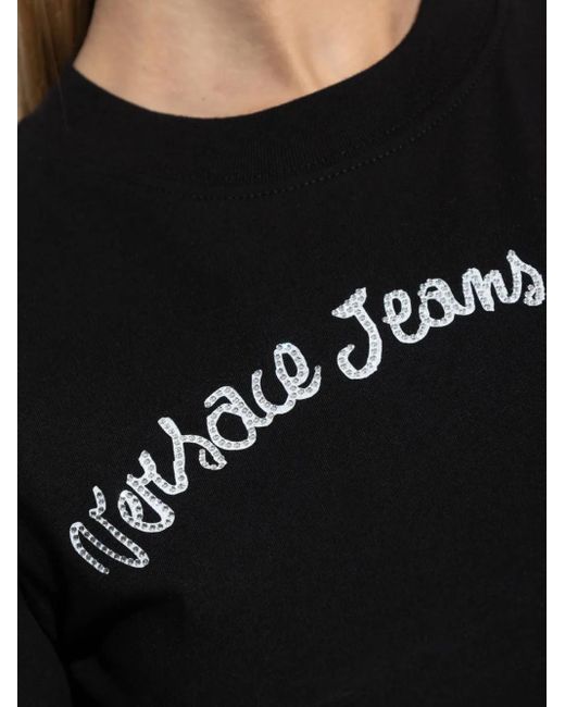 Versace Jeans Couture Black Logo-Print T-Shirt