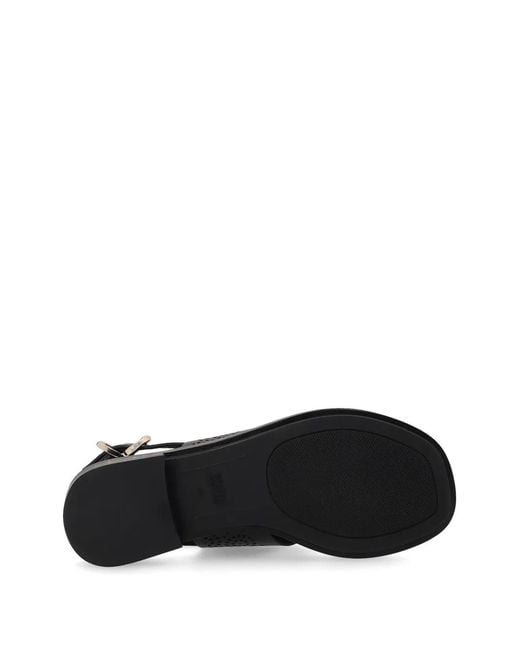 Frau Black Perforated Leather Sandals