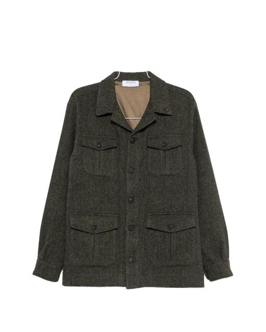 Gran Sasso Green Herringbone-Weave Wool Jacket for men