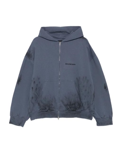 Balenciaga Hoodie Met Logoprint En Rits in het Blue voor heren