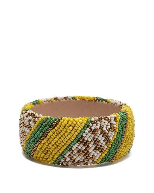 Maliparmi Yellow Beaded Striped Bracelet