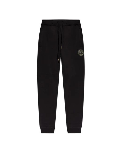 Versace Jeans Couture Black Drawstring Logo Trousers for men