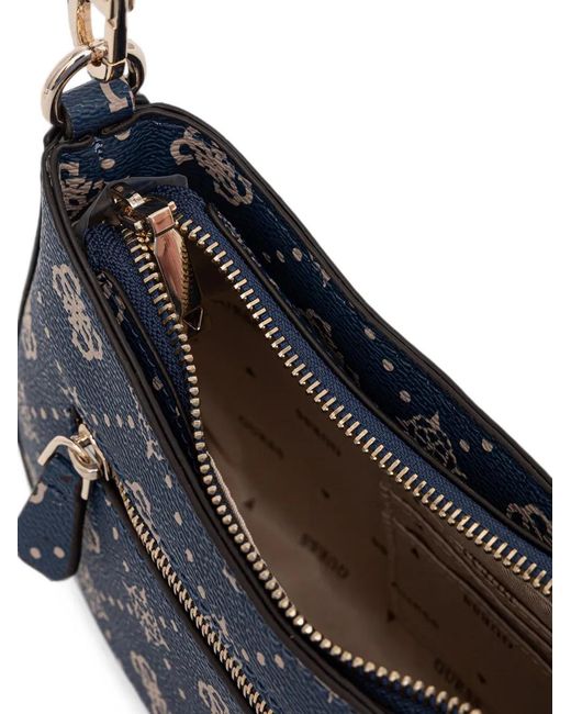 Guess Blue Emelie Logo-Print Monogram-Pattern Shoulder Bag