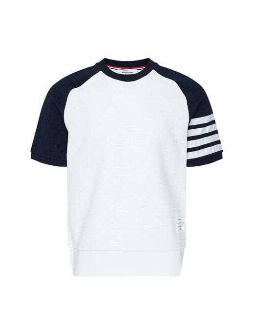 Thom Browne Blue Short-Sleeve Saddle Sweatshirt for men