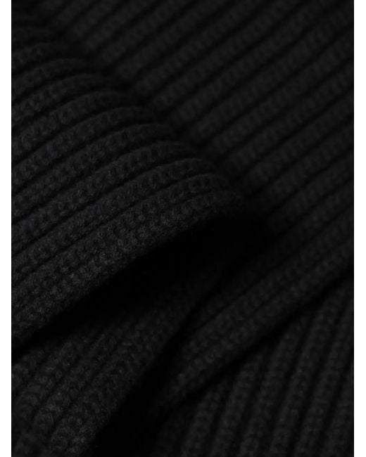 Dolce & Gabbana Black Ribbed Knit Cashmere Scarf for men