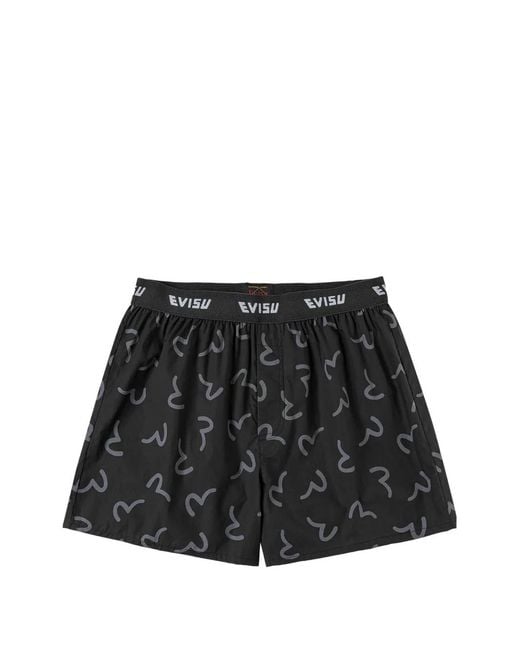 Evisu Black Seagull-Print Boxers for men