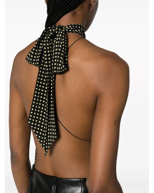 Philosophy Di Lorenzo Serafini Black Dot-Print Halterneck Top