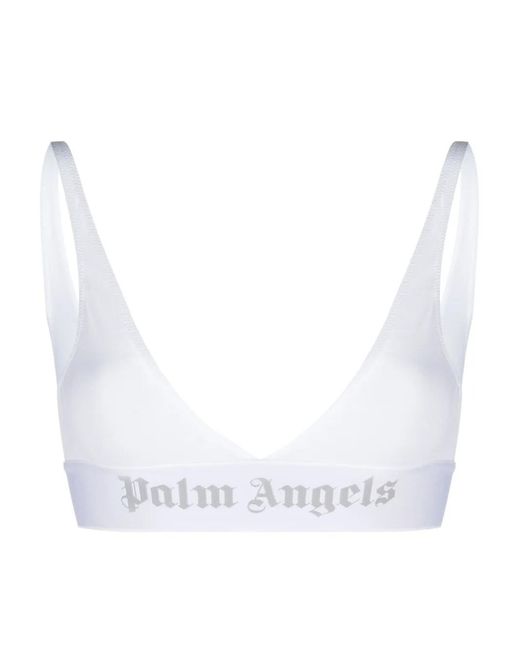 Palm Angels White Logo-trim Triangle Bra