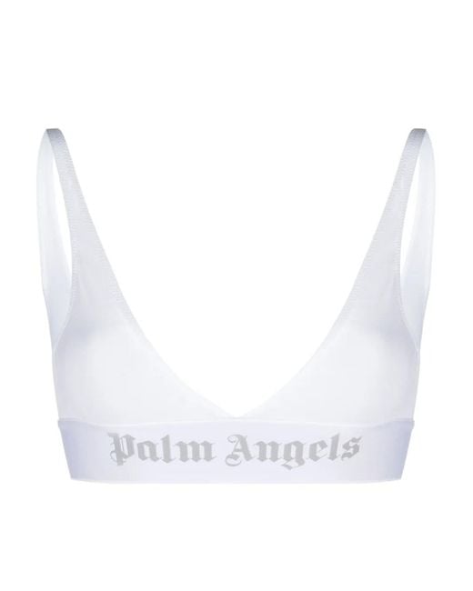 Palm Angels White Logo-trim Triangle Bra