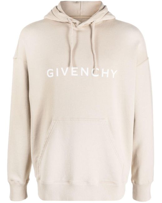 Hoodie en coton à logo imprimé Givenchy pour homme en coloris Natural