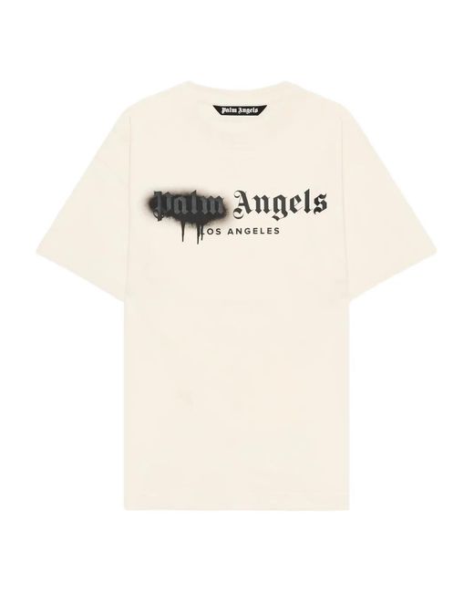 Palm Angels Natural Spray City Los Angeles Dripping Logo T-Shirt for men