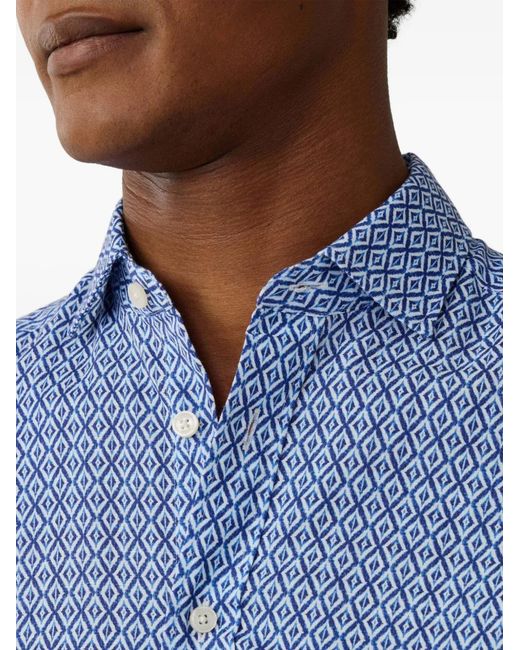 Hackett Blue Clay-Print Short-Sleeve Shirt for men