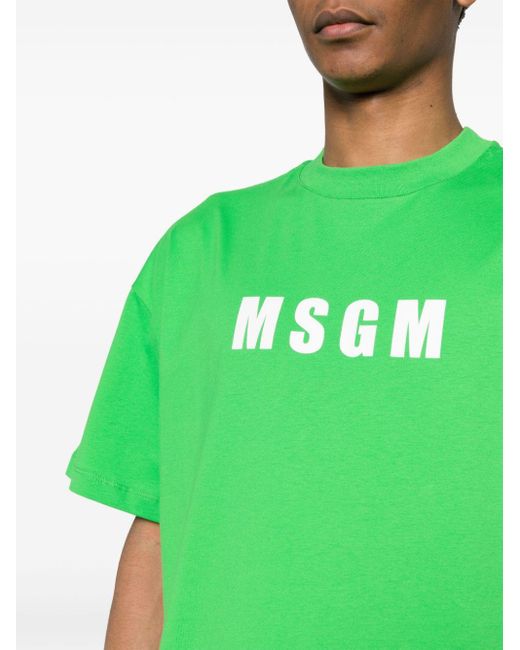 Camiseta con logo estampado MSGM de hombre de color Green