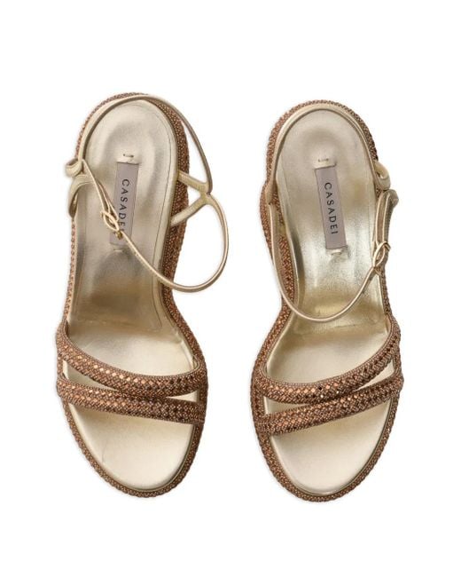 Casadei Natural Crystal-Embellished Sandals