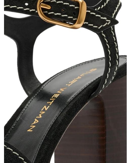 Stuart Weitzman Black Dayna Contrast-Stitch Platform Sandals