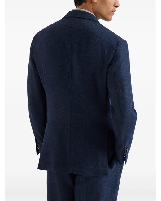 Brunello Cucinelli Blue Notched-Lapels Blazer for men