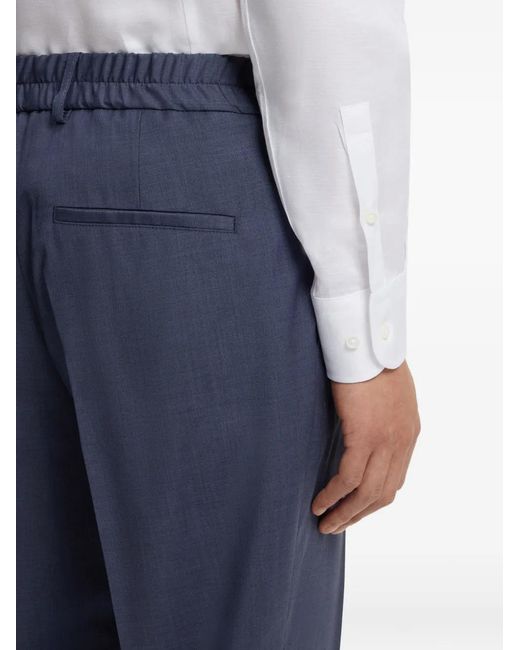 Boss Blue Elasticated-Waistband Trousers for men