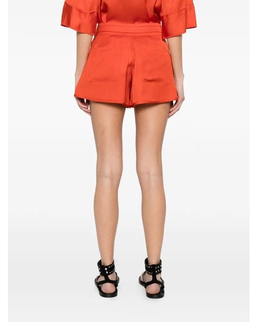 IRO Red Belted Pleated Shorts
