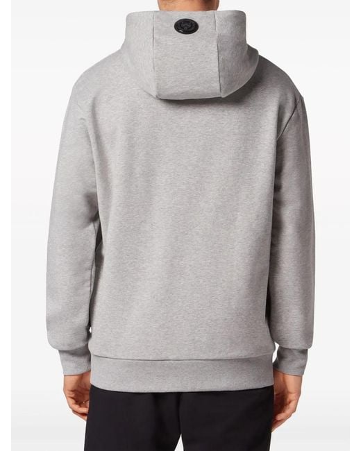 Philipp Plein Gray Scratch Logo-Print Hoodie for men