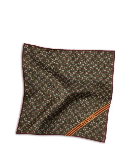 Versace Metallic Printed Silk Twill Pocket Square