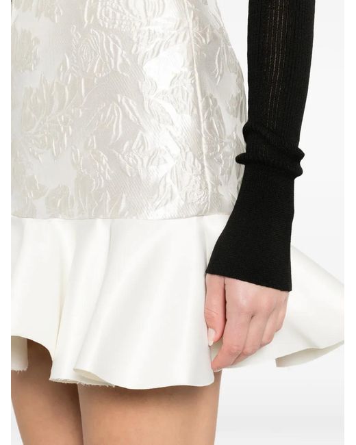 Ganni White Satin Cloque Mini Skirt