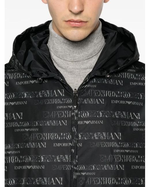Emporio Armani Black Veste Réversible À Motif De Logo for men
