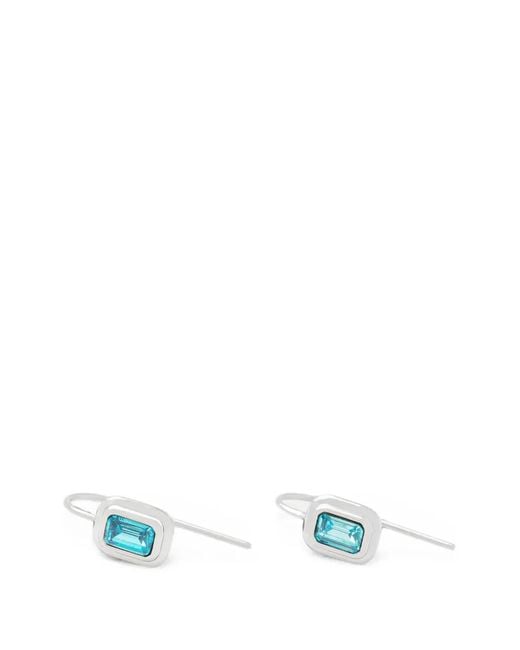 Trussardi White Crystal-Embellished Drop Earrings