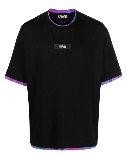 Versace Black Rx Logo Patch T-shirt Clothing for men