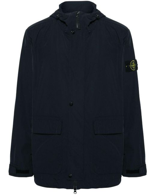 Stone Island Blue Compass-badge Hooded Jacket for men