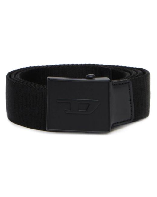 DIESEL Black B-plakue Logo-embossed Belt