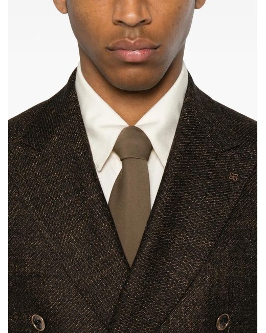 Tagliatore Brown Double-Breasted Peak-Lapels Blazer for men