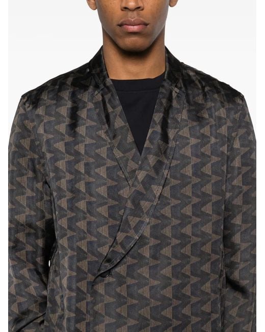 Giorgio Armani Gray Geometric-Patterned Blazer for men