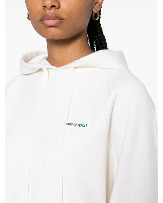 Casablanca White Casa Sport Ribbed Hoodie