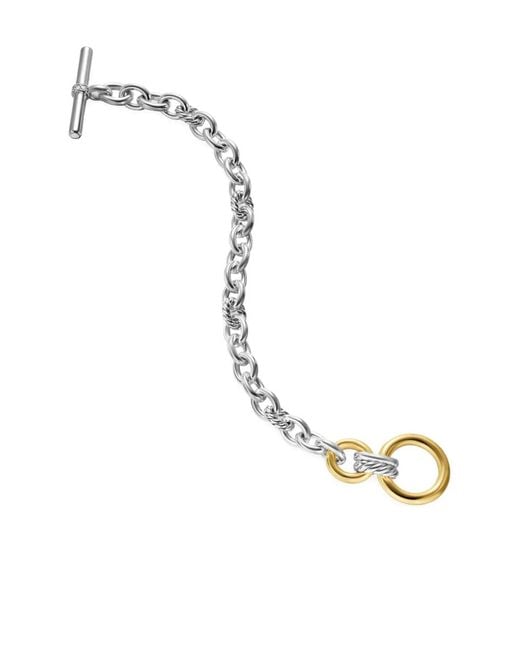 David Yurman White 18K And Sterling Dy Mercer Toggle Chain Diamond Bracelet